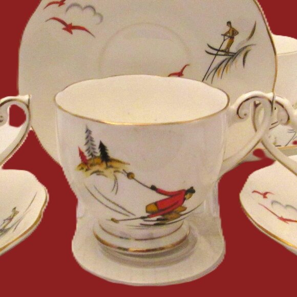 Skiing Sport Enthusiasts 1949 "Special Series" Limited Edition Lg teacup sets - Picture 1 of 8